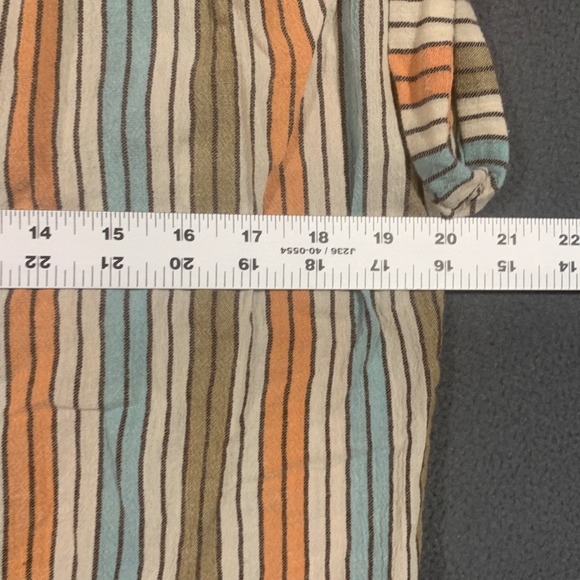 Cato Women's Size M Top Striped V Neck Cap Sleeve Frayed‎ Hem Cotton Blouse - Picture 4 of 6